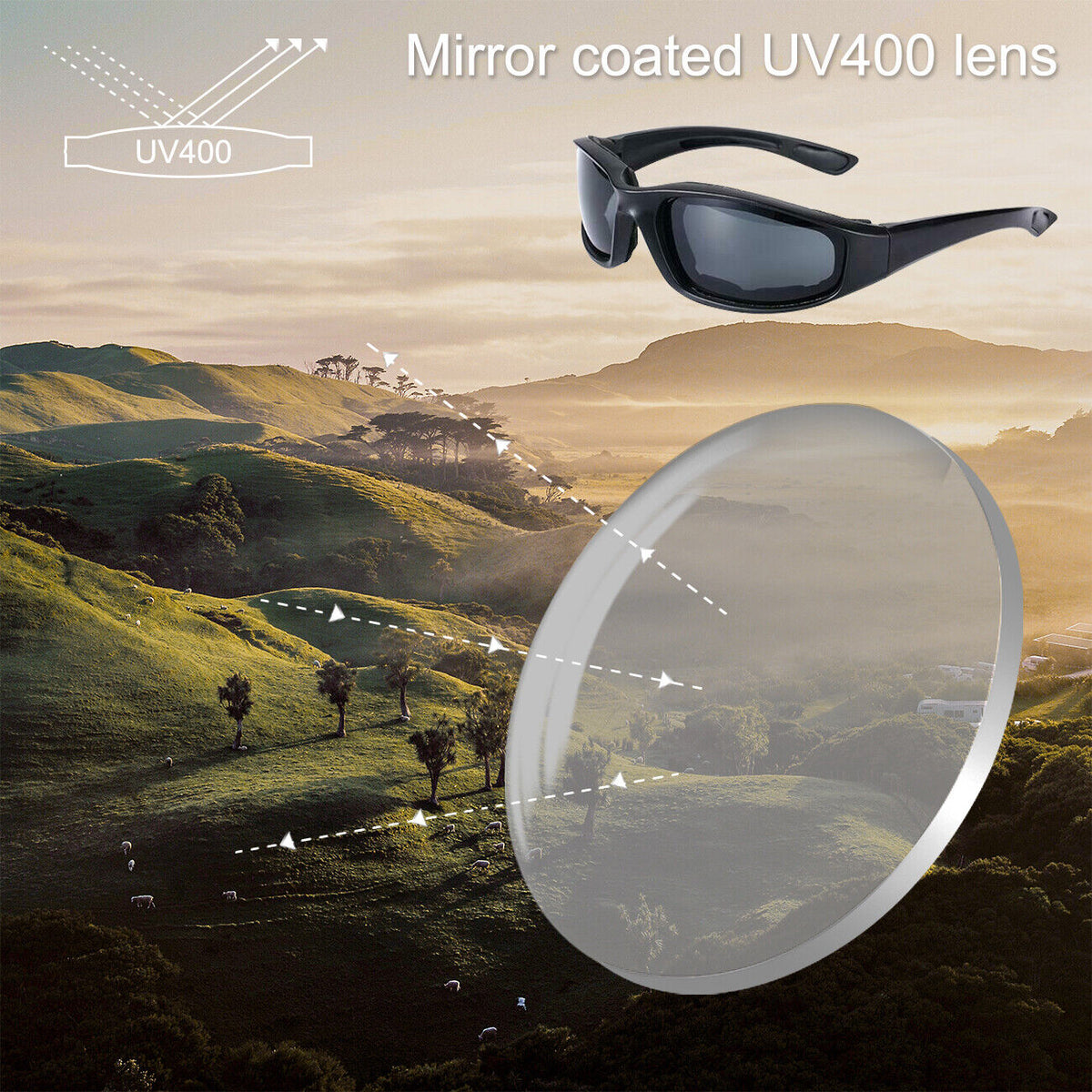 Cycling Sunglasses Chopper Outdoor Sports Glasses For Men Wrap Around UV400 Protection For Fishing Driving Glasses Windproof Gray Lens 3 Pack — product image 10
