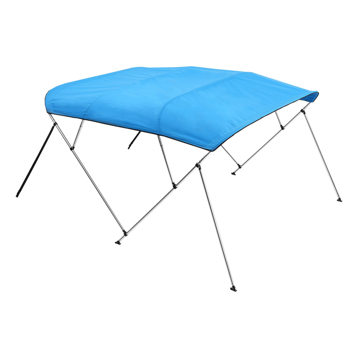 4 Bow Boat Bimini Tops, 600D Polyester Canopy With Aluminum Alloy Frame, Waterproof & Sun Shade Boat Awning Canopy With Storage Bag, 2 Support Poles, 4 Straps, 96"Lx(85"-90")Wx54"H, Pacific Blue — product image 1