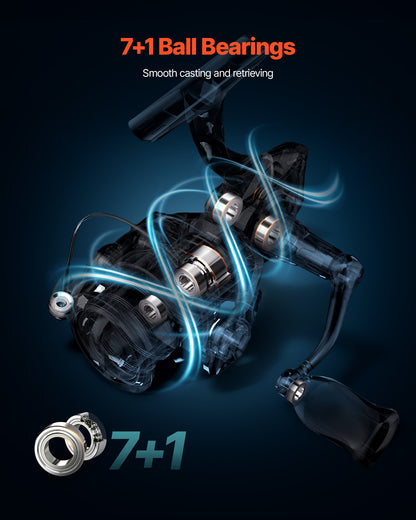 Rod And Fishing Reel Combo, IM6 Carbon Fiber Spinning Rod And Reel Combo, Bass Fishing Pole With 6.5 Ft Two-Piece Rods, 7+1 Ball Bearings, EVA Handle, Stainless Steel Guides With Ceramic Rings — product image 5