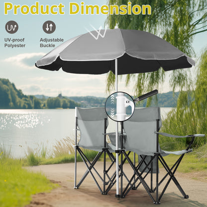 59x19.6x31in, Grey, Fishing Chair, Iron Stand, Oxford Cloth 85kg With Parasol — product image 9