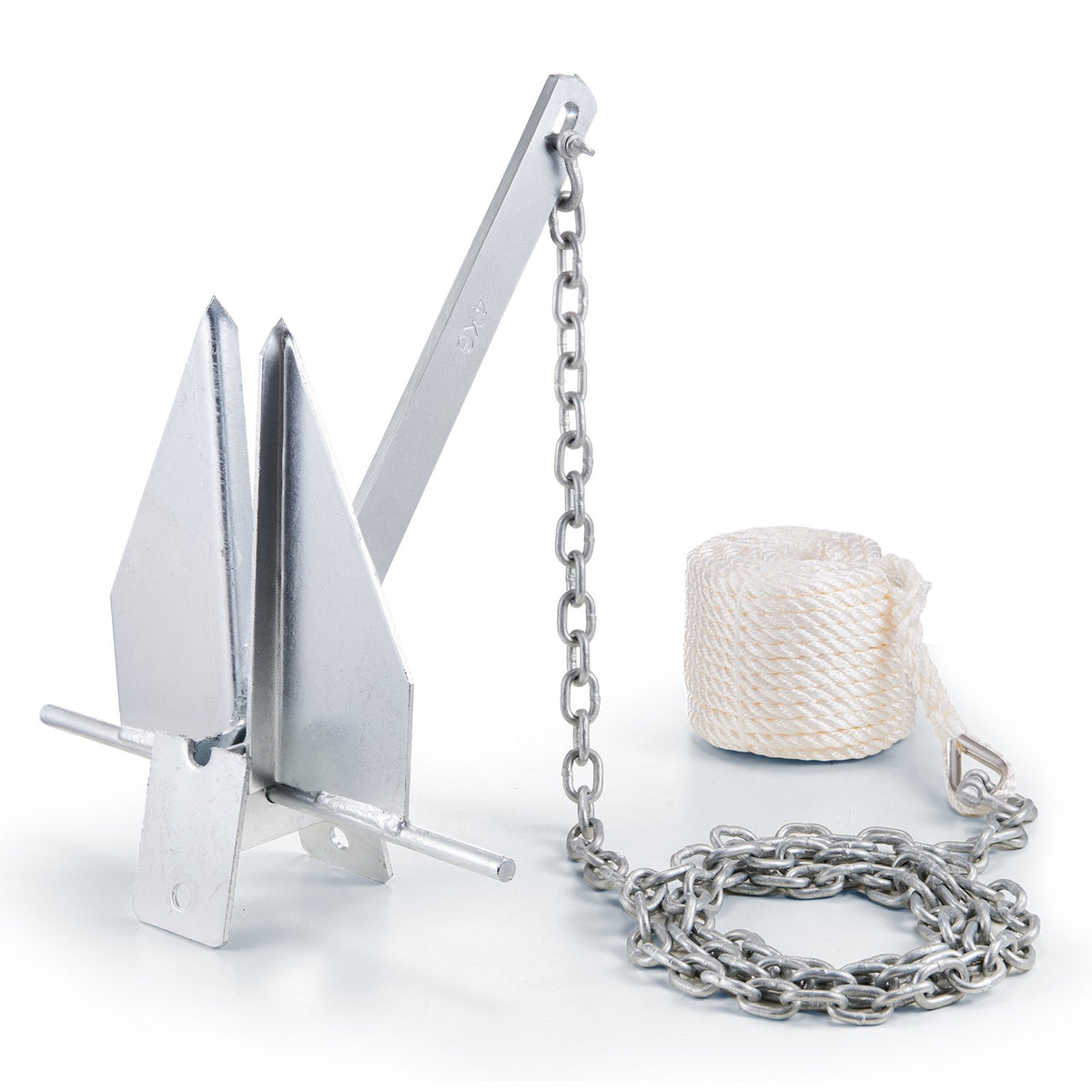 Fluke Style Anchor Kit, 8.5 LBS Hot-Dipped Galvanized Steel Fluke Anchor With 7.9 Chain, 75 Rope And Two 0.4 Shackles, Marine Boat Anchor For Small Vessels Under 18, Seas, Rivers And Shores — product image 9