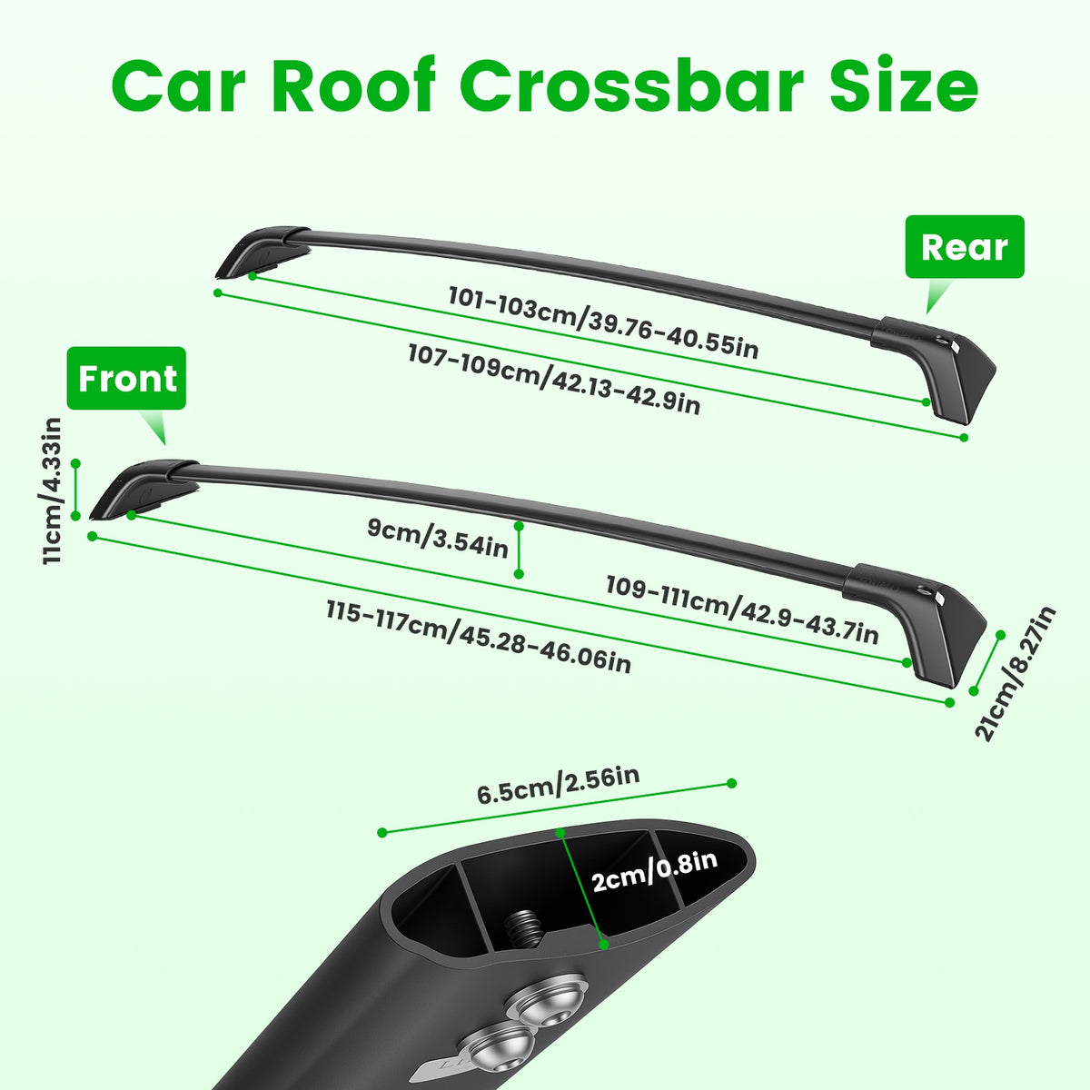 Roof Rack Cross Bars For Fit RAV4 2019-2025 Aluminum Roof Rails Cargo Crossbars For Flush Side Rails Heavy Duty Rooftop Carrier Anti-Theft Lock For Kayak Bike Luggage 260lbs Capacity — product image 11