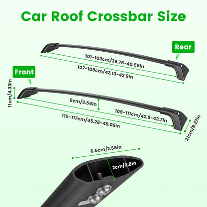 Roof Rack Cross Bars For Fit RAV4 2019-2025 Aluminum Roof Rails Cargo Crossbars For Flush Side Rails Heavy Duty Rooftop Carrier Anti-Theft Lock For Kayak Bike Luggage 260lbs Capacity — product image 11