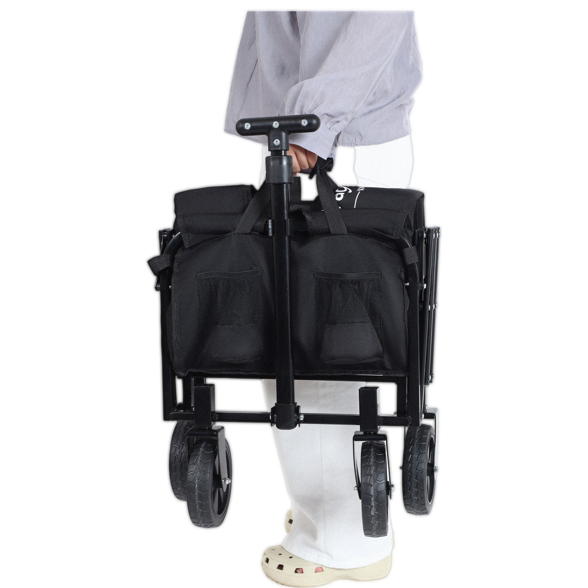 Expandable Dual- Layer Utility Wagon With Extra Space - 225lbs Grocery Cart For Camping Shopping Sports Gardening Fishing Black — product image 19