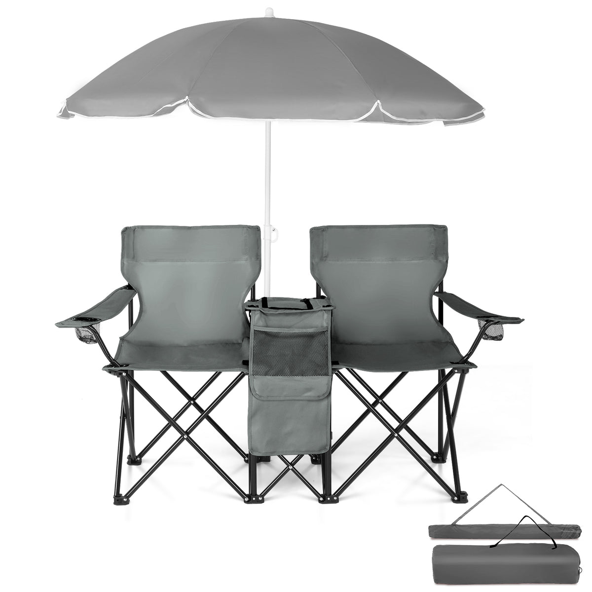 59x19.6x31in, Grey, Fishing Chair, Iron Stand, Oxford Cloth 85kg With Parasol — product image 12