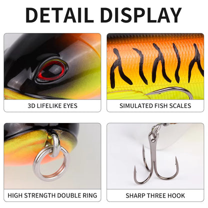 20pcs 1set 13g 35g Topwater Fishing Lures Set Of 20 Popper Bait With 3D Eyes ABS Plastic Hard Baits For Bass Pike — product image 11