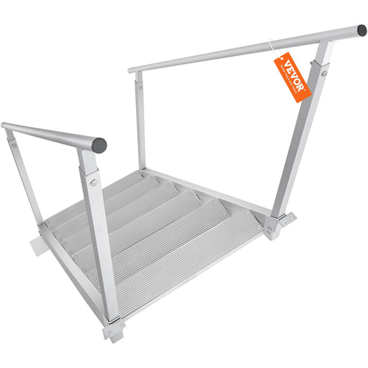 Dock Ladder, 43''-51'' Adjustable Height, 500 Lbs Load Capacity, Aluminum Alloy 6 Steps Pontoon Boat Ladder With Dual Handrails & Nonslip Rubber Mat, Ideal For Ship/Lake/Pool/Marine Boarding — product image 1