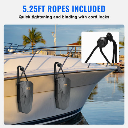 Boat Fenders, 8.6" X 16" Boat Bumpers For Docking, Marine EVA Boat Dock Fender Bumper With Ropes, Cord Locks And Storage Bag, No Inflation Required, For Class A/Class 1/Part Class 2, Black — product image 5