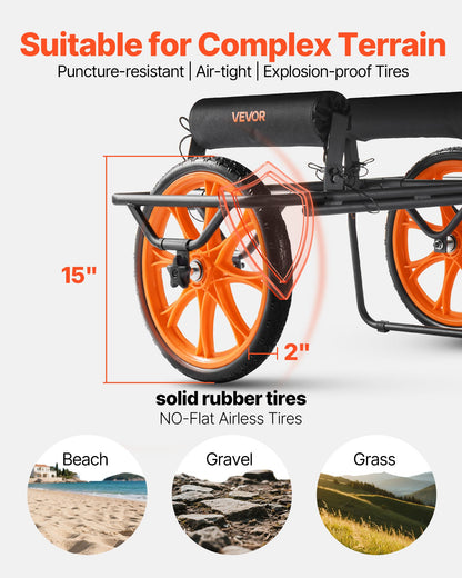 Kayak Cart, 330 Lbs Load Capacity, Canoe Cart Dolly With 15-inch Solid Rubber Tires & Kickstand, Assembles & Disassembles Within Seconds, Paddle Board Trolley For Kayaks, Canoes, Paddleboards — product image 3