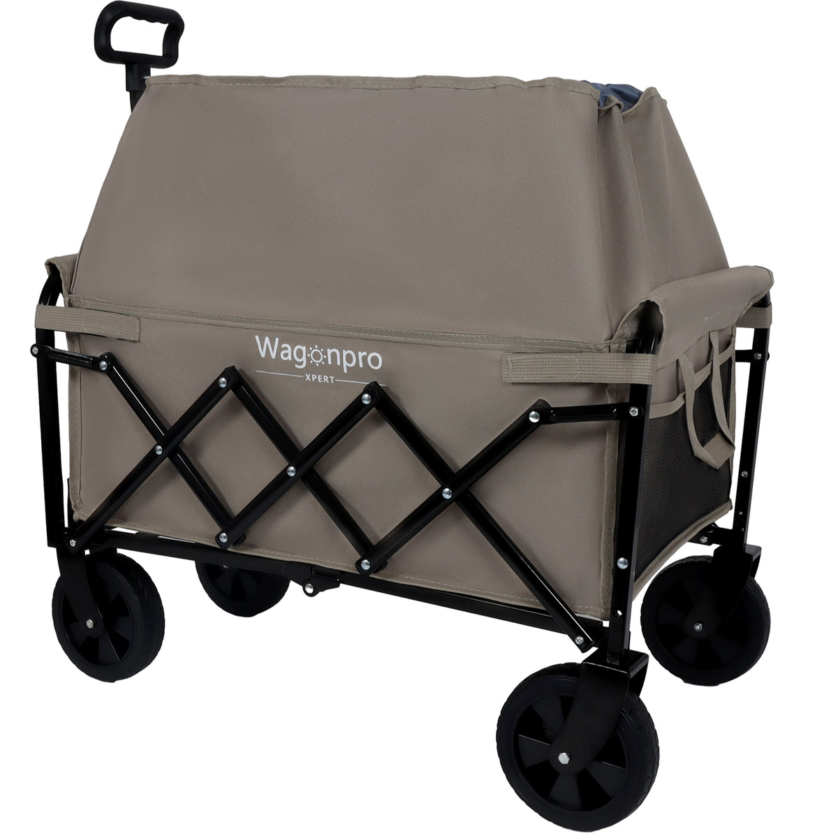 Expandable Dual- Layer Utility Wagon With 100 Extra Space - Grocery Cart For Camping Shopping Sports Gardening Fishing Supports 225lbs Beige — product image 11