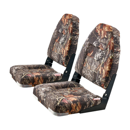 Boat Seat, High Backrest, Folding Fishing Boat Seat With Thickened Sponge Cushion & PU Polyester Fabric, Aluminum Alloy Hinges, Flip Up Boat Seat For Boats, Yachts, Ships, Camouflage (2 Seats) — product image 1