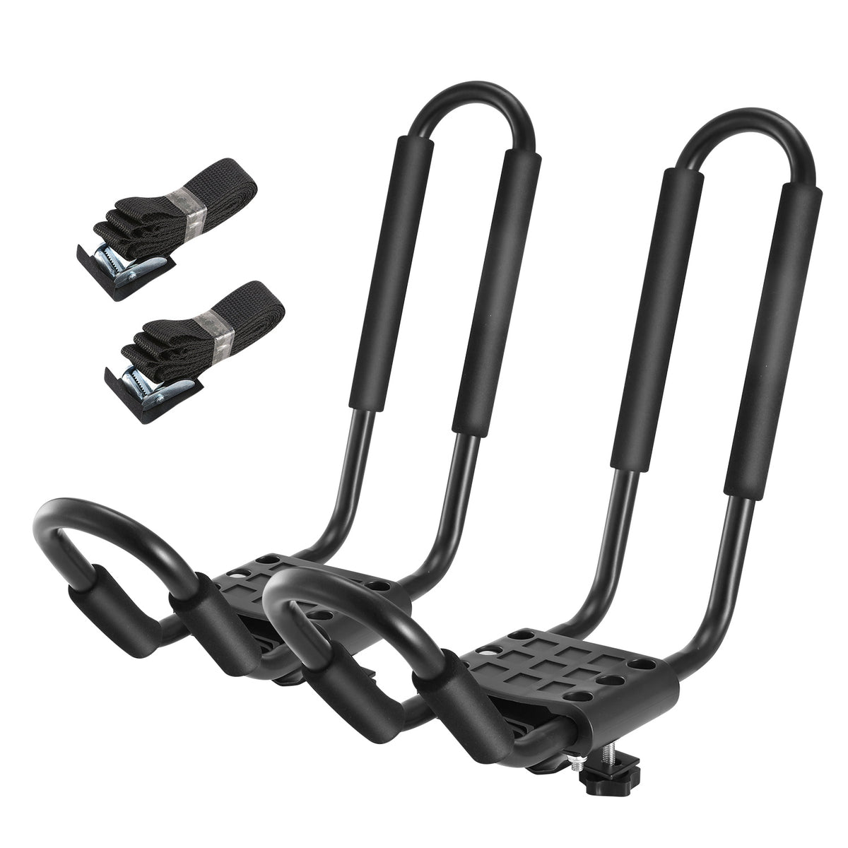 1 Pair Universal J-Bar Kayak Carrier 220LBS Load Heavy Duty Canoe Car Top Mount Carrier Roof Rack With 2Pcs Tie Down Straps — product image 1
