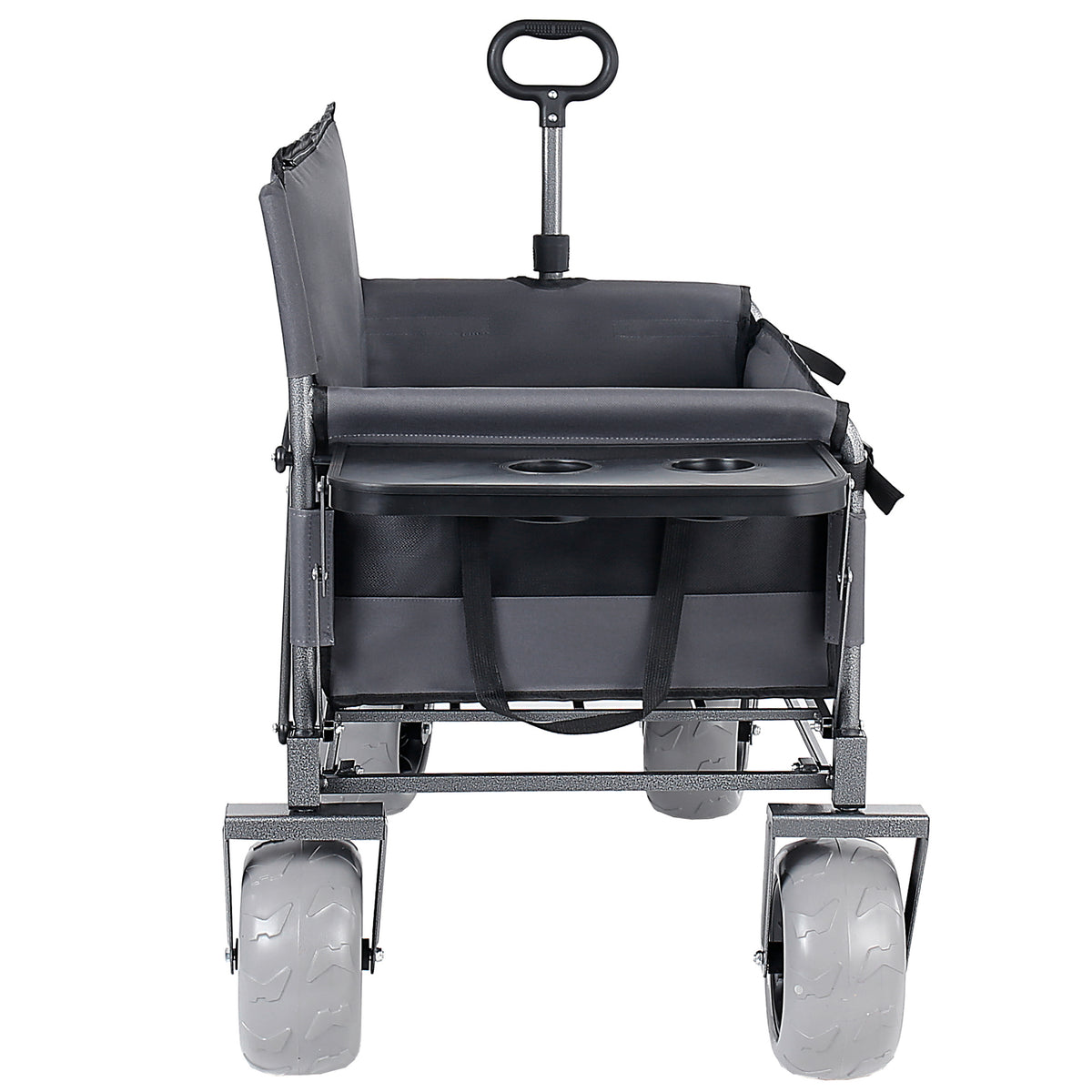 3- In- 1 Collapsible Wagon Converts To Bench Convertible Folding Wagon Cart With Rear- Mounted Folding Tabletop 500lbs Heavy- Duty 180L Capacity For Camping Beach Garden Fishing- Gray — product image 10