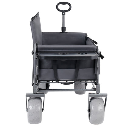 3- In- 1 Collapsible Wagon Converts To Bench Convertible Folding Wagon Cart With Rear- Mounted Folding Tabletop 500lbs Heavy- Duty 180L Capacity For Camping Beach Garden Fishing- Gray — product image 10