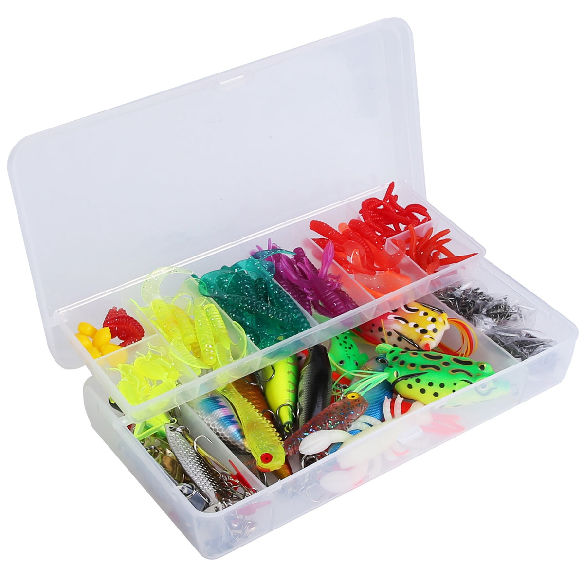 375Pcs Fishing Baits And Tackle Box Saltwater Freshwater Fishing Lures Kit Lifelike Popper Crankbaits Crickets Frogs Spoon Lures Maggots — product image 13