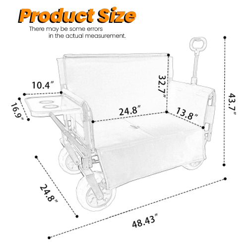 3- In- 1 Collapsible Wagon Converts To Bench Convertible Folding Wagon Cart With Rear- Mounted Folding Tabletop 500lbs Heavy- Duty 180L Capacity For Camping Beach Garden Fishing- Black — product image 12