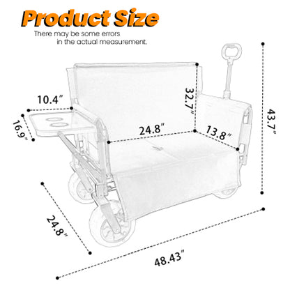 3- In- 1 Collapsible Wagon Converts To Bench Convertible Folding Wagon Cart With Rear- Mounted Folding Tabletop 500lbs Heavy- Duty 180L Capacity For Camping Beach Garden Fishing- Black — product image 12