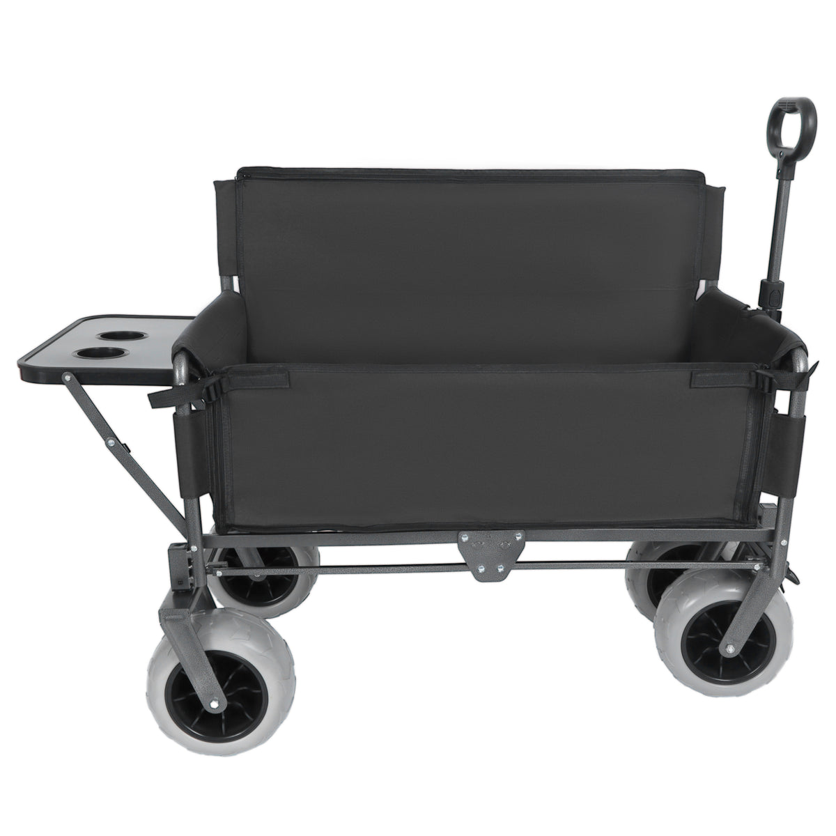 3- In- 1 Collapsible Wagon Converts To Bench Convertible Folding Wagon Cart With Rear- Mounted Folding Tabletop 500lbs Heavy- Duty 180L Capacity For Camping Beach Garden Fishing- Black — product image 7