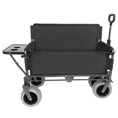 3- In- 1 Collapsible Wagon Converts To Bench Convertible Folding Wagon Cart With Rear- Mounted Folding Tabletop 500lbs Heavy- Duty 180L Capacity For Camping Beach Garden Fishing- Black — product image 7