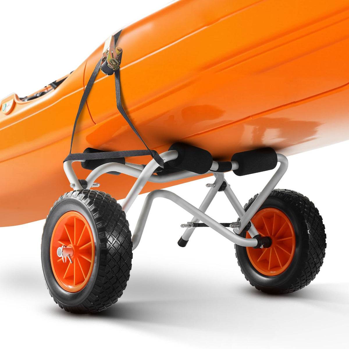 Kayak Cart, 250 Lbs Load Capacity, Foldable Kayak Trolley With 10-inch Solid Rubber Tires & 1 Ratchet Strap, Paddle Board Trolley For Carrying Kayaks, Canoes, Paddleboards, Float Mats, Jon Boats — product image 6