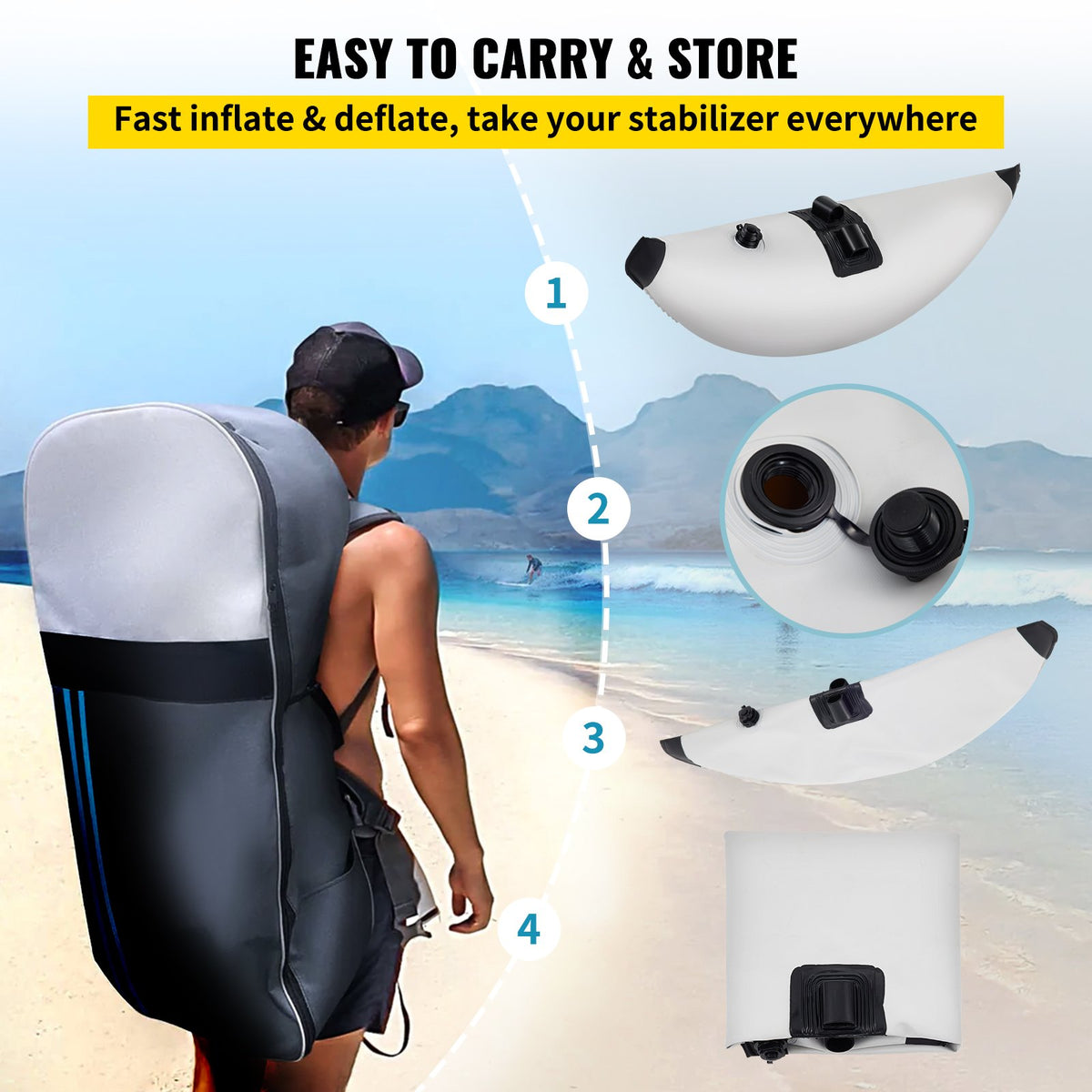 Kayak Outrigger Stabilizers, 2 PCS, PVC Inflatable Outrigger Float With Sidekick Arms Rod, Standing Float Stabilizer System Kit For Kayaks, Canoes, Fishing Boats — product image 4