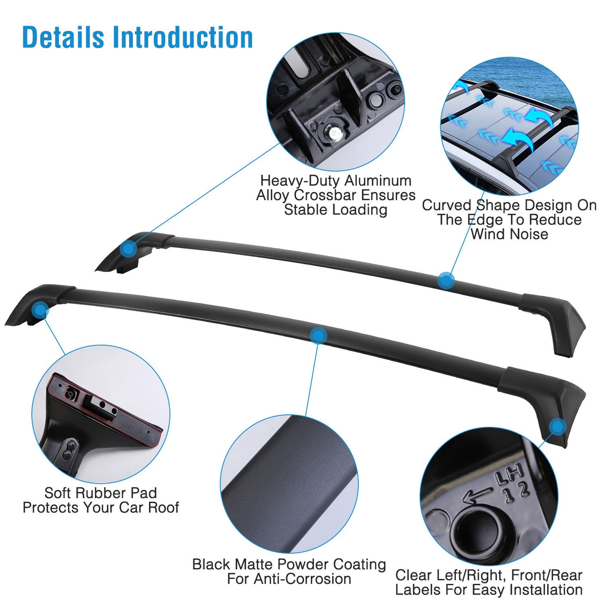 Car Roof Rack Cross Bars Aluminum Alloy Cargo Carrier Rooftop Crossbars Fit For RAV4 2019-2024 With Side Rails For Cargo Carrier Bag Kayak Bike Snowboard — product image 4