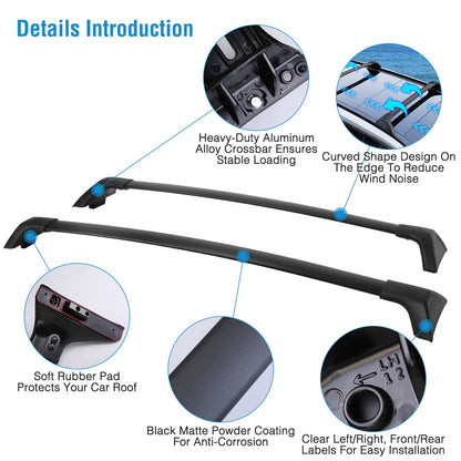 Car Roof Rack Cross Bars Aluminum Alloy Cargo Carrier Rooftop Crossbars Fit For RAV4 2019-2024 With Side Rails For Cargo Carrier Bag Kayak Bike Snowboard — product image 4