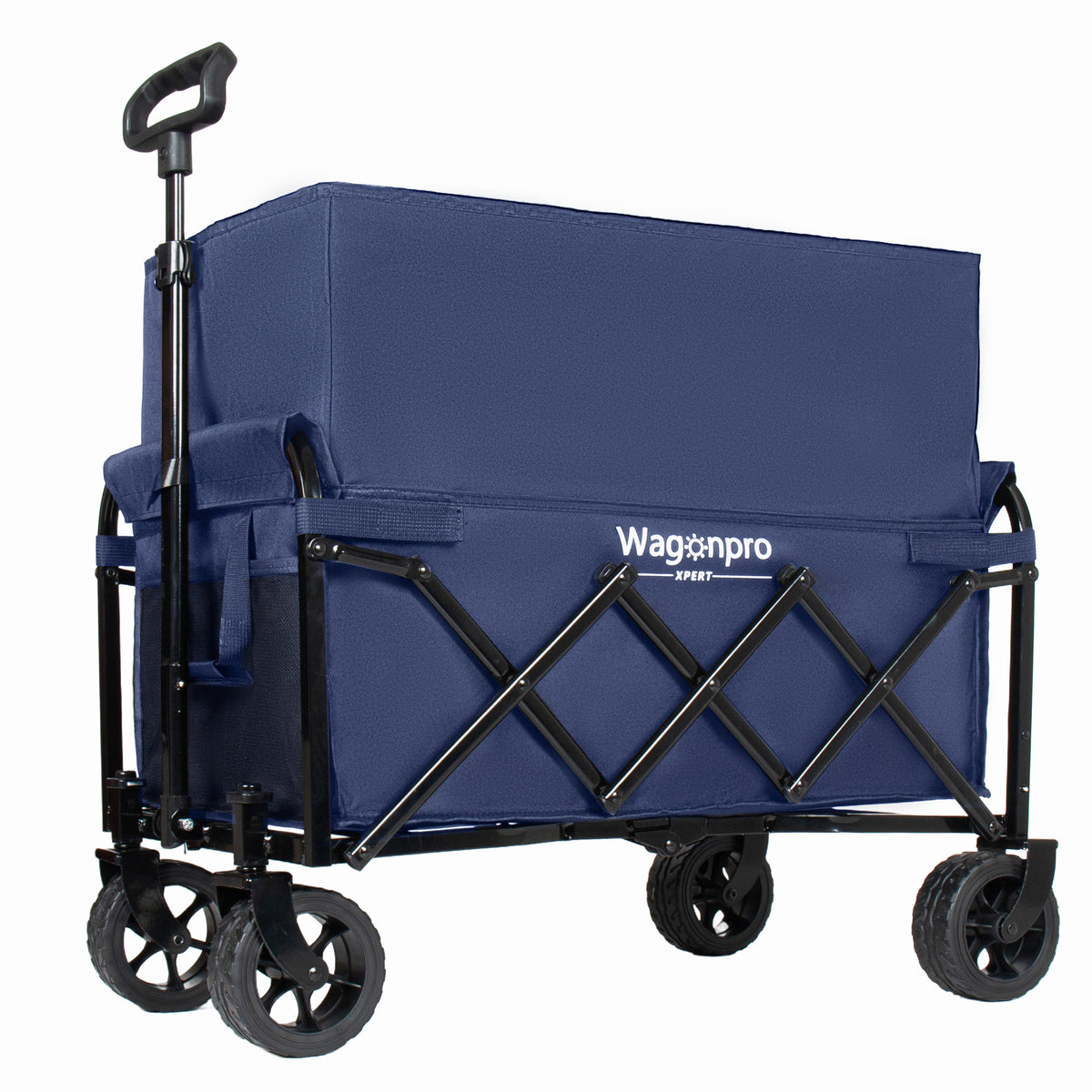 Upgraded 5x2 Wide Wheels- Expandable Dual- Layer Utility Wagon With Extra Space 220lbs Capacity Grocery Cart For Camping Shopping Sports Gardening Fishing Dark Blue — product image 11