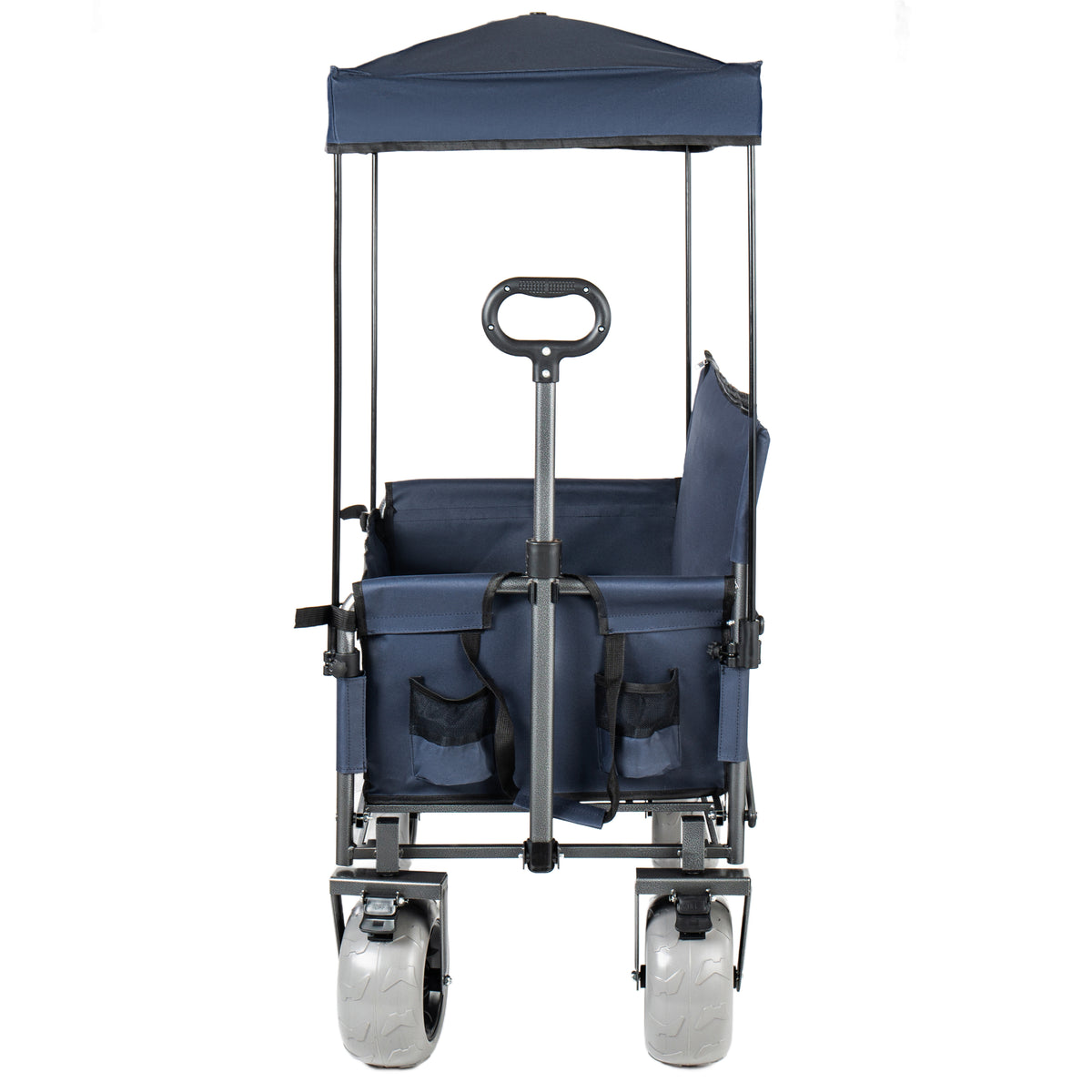 3-in-1 Collapsible Wagon Converts To Bench Convertible Folding Wagon Cart With Canopy &Rear-Mounted Folding Tabletop 500lbs Heavy-Duty 180L Capacity For Camping Beach Garden Fishing Dark Blue — product image 9