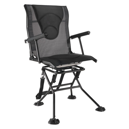 Hunting Chair, 360° Silent Swivel, Foldable Portable Blind Chair, Heavy-Duty Steel Frame Ground Stool Seat, With Armrests, Adjustable Carry Strap, Anti-Sink Feet, 300 Lbs Capacity For Fishing — product image 1