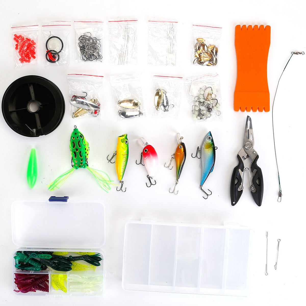 383Pcs Fishing Lures Tackle Box Bass Fishing Animated Lure Crankbaits Spinnerbaits Soft Plastic Worm Saltwater Freshwater Fishing Kit — product image 1