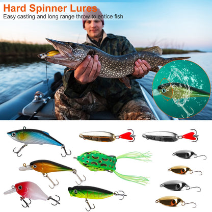 383Pcs Fishing Lures Tackle Box Bass Fishing Animated Lure Crankbaits Spinnerbaits Soft Plastic Worm Saltwater Freshwater Fishing Kit — product image 9