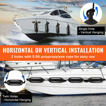 Boat Fenders, 5.5 X 20 Boat Bumpers For Docking, Inflatable Ribbed Fender With Center Holes, Marine Boat Dock Fender Bumper With Air Pump, 4 Needles And 4 Ropes And Storage Bag, Black — product image 9