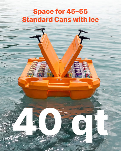 Floating Cooler, 40 QT Floating Ice Chest With Dry Storage & Tow Rope, Premium LLDPE Amphibious Drink Cooler For Water & Land, Cruise Smoothly Stable On Lake, River, Pool, Beach, Kayak, Orange — product image 4
