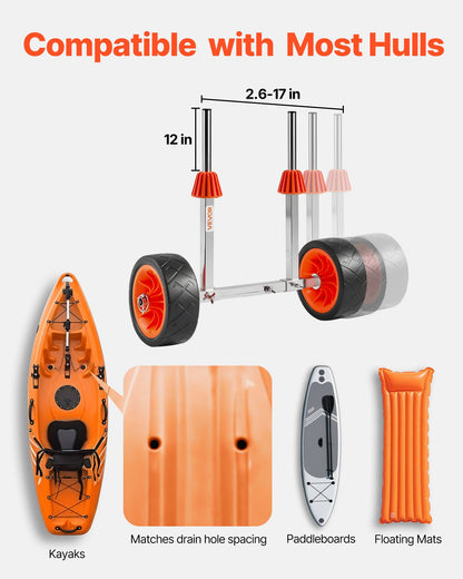 Kayak Cart, 250 Lbs Load Capacity, Canoe Cart Dolly With 7.5-inch Solid Rubber Tires & Kickstand, Assembles & Disassembles Within Seconds, Paddle Board Trolley For Kayaks, Canoes, Paddleboards — product image 5