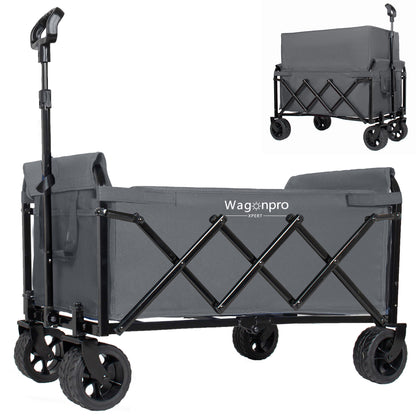 Upgraded 5x2 Wide Wheels- Expandable Dual- Layer Utility Wagon With Extra Space 220lbs Capacity Grocery Cart For Camping Shopping Sports Gardening Fishing Gray — product image 1