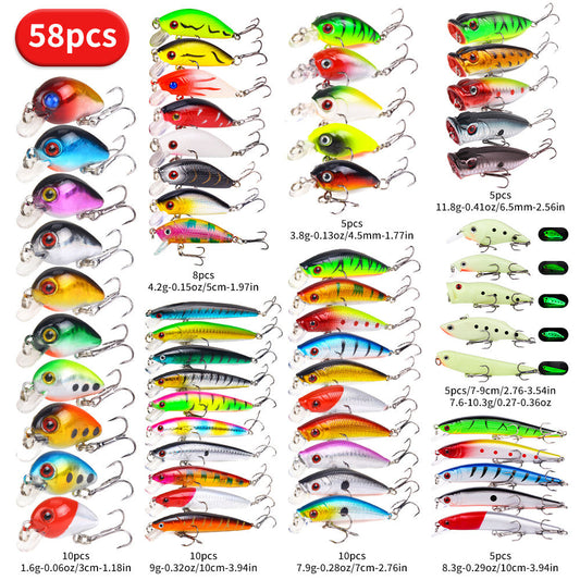 22pcs 58pcs 102pcs Fishing Lure Kits Multi-functional Set Topwater Floating Swimming Lures, Equipped With High Pitch Hook Soft Frogs, Used For Bass Fishing. — product image 2