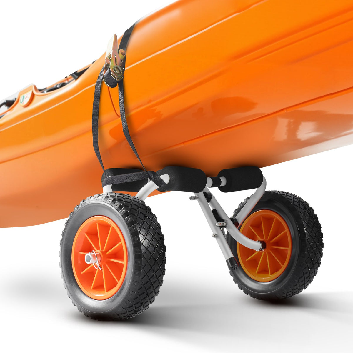 Kayak Cart, 200 Lbs Load Capacity, Foldable Kayak Trolley With 10-inch Solid Rubber Tires & 1 Ratchet Strap, Paddle Board Trolley For Carrying Kayaks, Canoes, Paddleboards, Float Mats, Jon Boats — product image 6