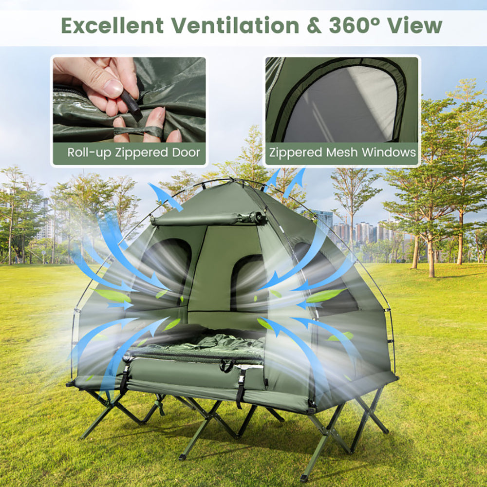 Foldable Outdoor Camping Tent Cot With Air Mattress And Sleeping Bag For Camping, Hiking, Fishing And Other Outdoor Activities — product image 6