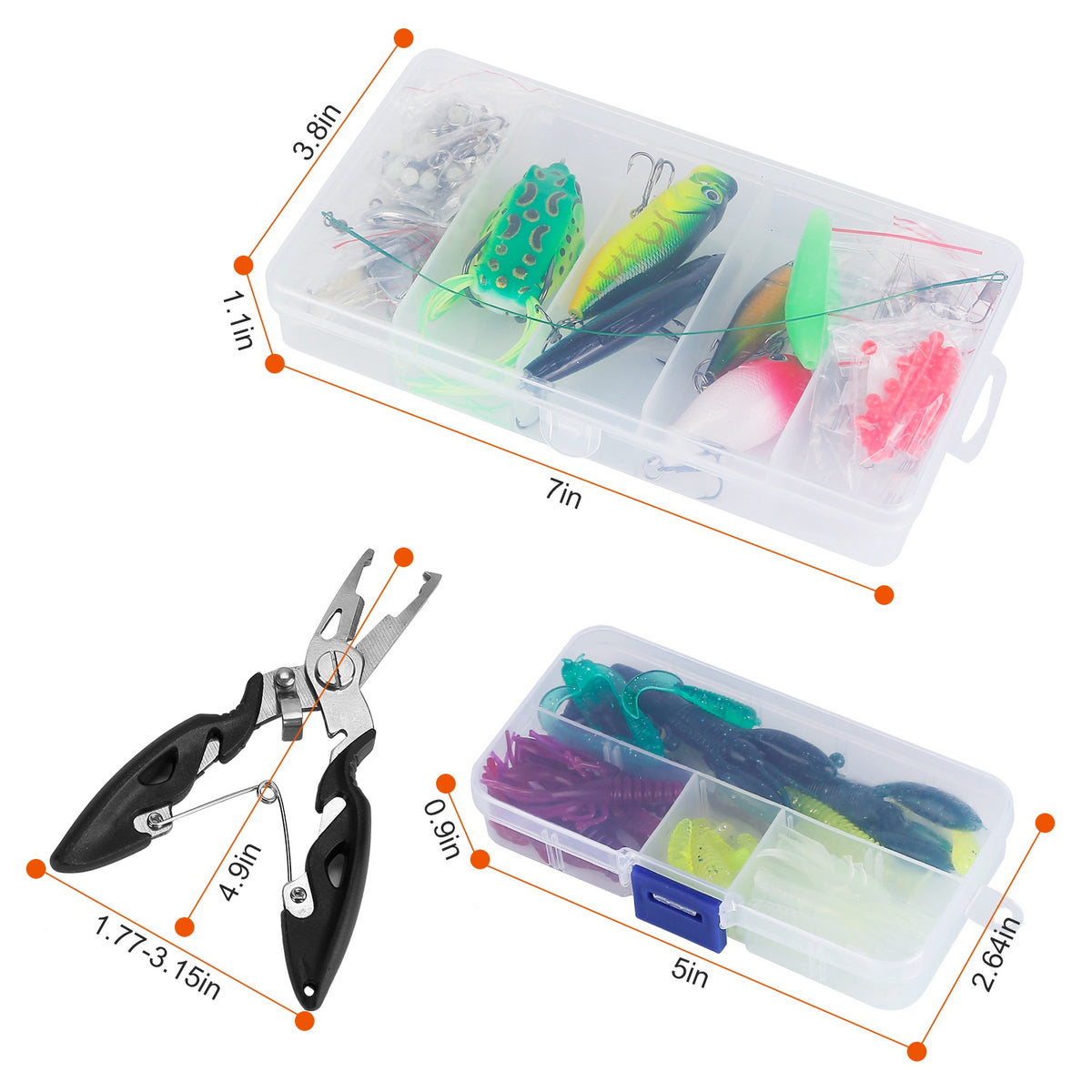 383Pcs Fishing Lures Tackle Box Bass Fishing Animated Lure Crankbaits Spinnerbaits Soft Plastic Worm Saltwater Freshwater Fishing Kit — product image 5