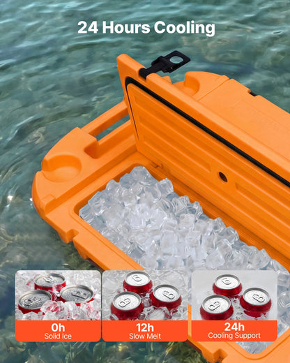 Floating Cooler, 40 QT Floating Ice Chest With Dry Storage & Tow Rope, Premium LLDPE Amphibious Drink Cooler For Water & Land, Cruise Smoothly Stable On Lake, River, Pool, Beach, Kayak, Orange — product image 3