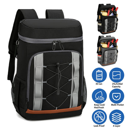Grey-Black Options 1Pc Cooler Backpack 36 Can Leakproof Insulated Cooler Backpack With 25L 6.6Gal For Picnic Camping Beach Hiking Fishing Travel — product image 16