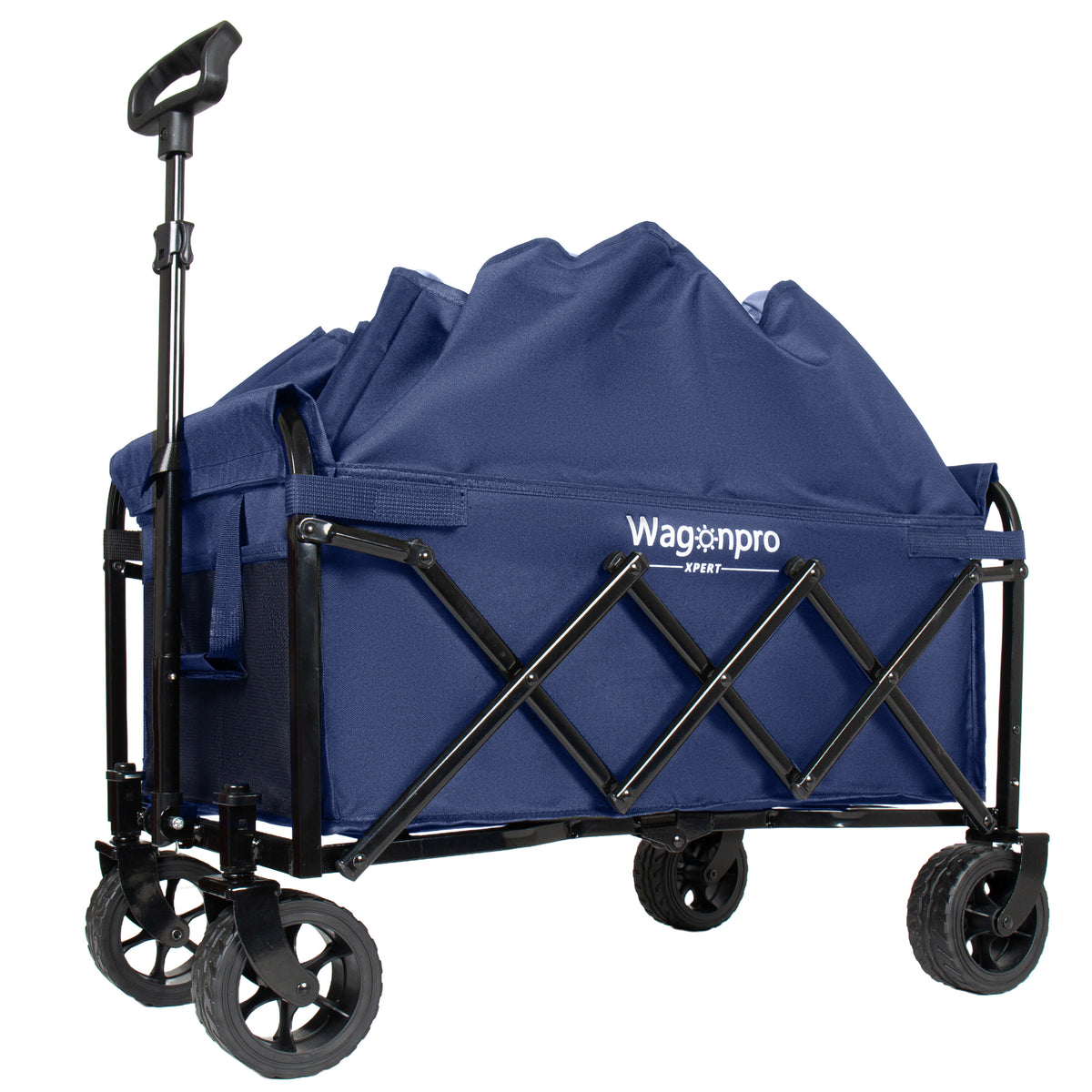 Upgraded 5x2 Wide Wheels- Expandable Dual- Layer Utility Wagon With Extra Space 220lbs Capacity Grocery Cart For Camping Shopping Sports Gardening Fishing Dark Blue — product image 6