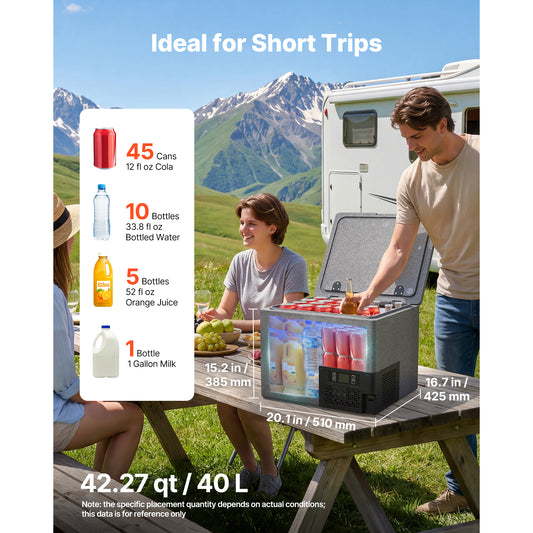 12 Volt Refrigerator, 42.3 QT/ 40L Car Fridge, Portable Ultra-Light EPP Freezer, APP Control Electric Compressor, 12V/24V DC, 14℉ To 50℉, For Truck Van RV SUV Boat Travel Camping — product image 2