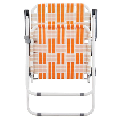 Set of 2 Webbed Folding Beach Chairs, Outdoor Patio Lawn Foldable Chairs for Camping Fishing Yard Poolside BBQ, Orange & White — product image 11