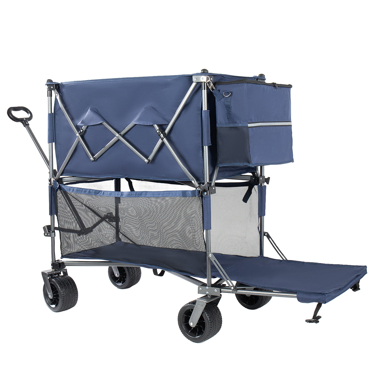 55 Heavy Duty Double- Layer Wagon With Brakes 560LBS Double Decker Wagon 650L Collapsible Wagons Carts With 7 X4 All- Terrain Wheels For Sports Camping Fishing Transport Dark Blue — product image 7