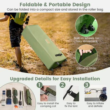 Foldable Outdoor Camping Tent Cot With Air Mattress And Sleeping Bag For Camping, Hiking, Fishing And Other Outdoor Activities — product image 7