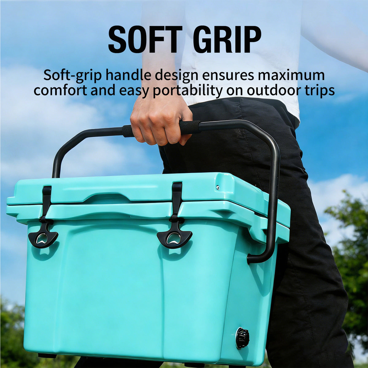 25QT Portable Cooler, Insulated Hard Cooler With Bottle Opener, Cup Holder, Forming Ruler, Travel, Beach, Camping, Fishing — product image 5