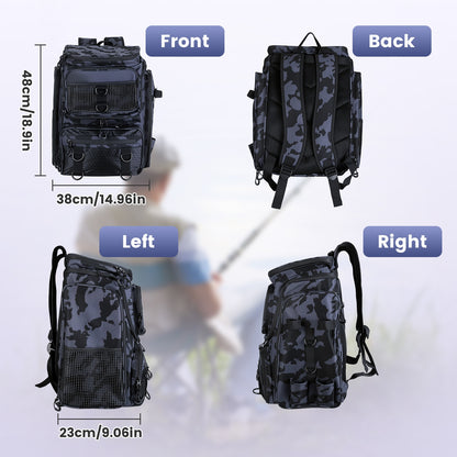 42L 11Gal Fishing Backpack Large Capacity Fishing Tackle Storage Bag With Rod Holders 16 Pocket Water-Resistant With Divider Adjustable Padded Straps For Fishing Gear Outdoor Camping Hiking — product image 6