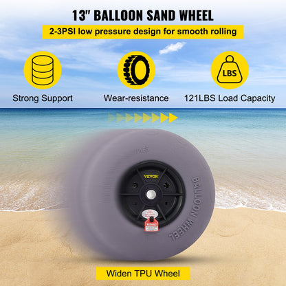 Beach Balloon Wheels, 13 Inch Replacement Sand Tires, TPU Cart Tires For Kayak Dolly, Canoe Cart And Buggy With Free Air Pump, 2-Pack — product image 4
